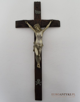 XL! Duży zabytkowy krzyż z Jezusem Chrystusem z lat 1900.