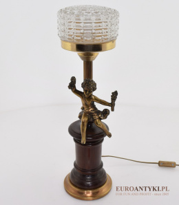 Duża eklektyczna lampa na stolik z połowy XX wieku.