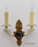 2 pałacowe mosiężne kinkiety kremowo złote w stylu barok rococo.