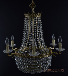 Duży pałacowy żyrandol kryształowy Swarovski. Lampy antyczne.