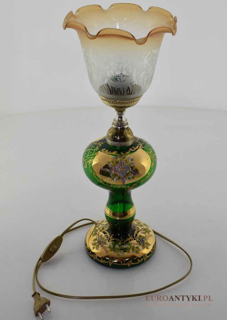 szklana lampa na stolik murano