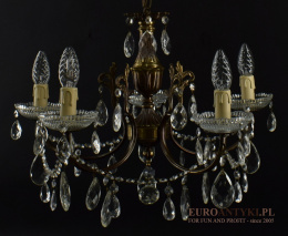 Antyk kryształowy żyrandol pałacowy z Francji. Zabytkowe lampy.