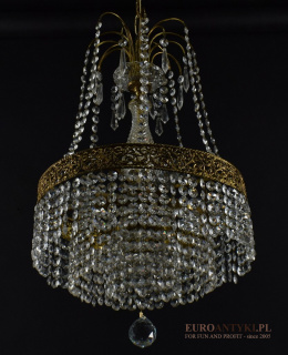 Kryształowy żyrandol antyczny z połowy XX wieku. Lampy zabytkowe.