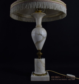 XL! Duża antyczna marmurowa lampa stołowa z abażurem - Belle Époque