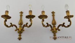 Para złotych antycznych kinkietów barokowych w zamkowym stylu