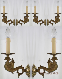 Empire - Stylowe lampy mosiężne ze smokami. Kinkiety w stylu vintage retro