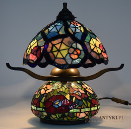 Stara lampa stołowa TIFFANY - kultowe lampy witrażowe. Manufaktura niemiecka.