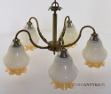 Starodawny żyrandol retro vintage z kloszami - lampy stylowe