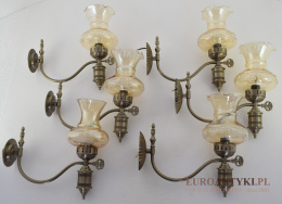 Vintage lampy ścienne stare srebrne - retro kinkiety z kloszami
