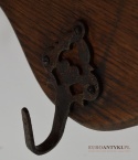 XXL! 181,5 cm szeroki! Rustykalny Wieszak Dębowy z Antycznymi Hakami - Prawdziwy Francuski Skarb