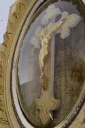 XL! Barkowy obraz Jezus Chrystus pod szkłem - antyki kościelne