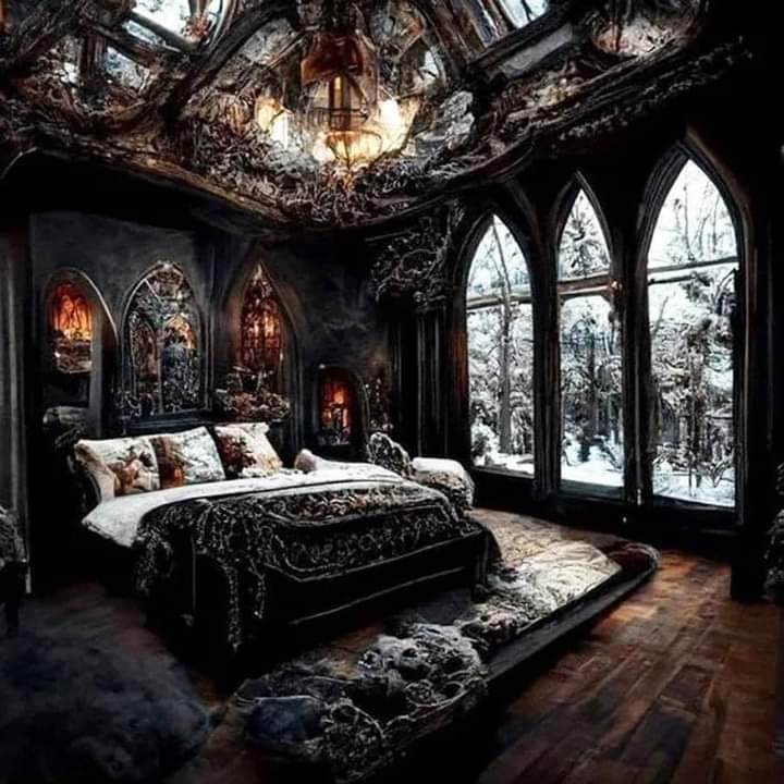 Antyczna gotycka sypialnia