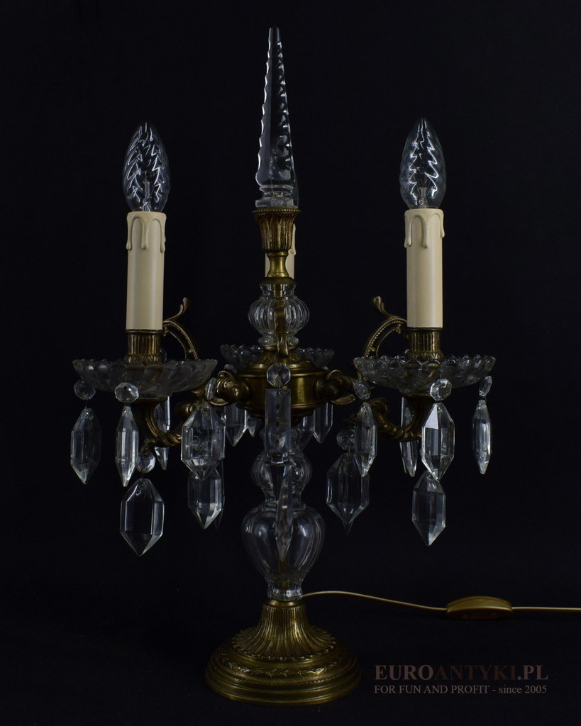 antyki lampy stołowe z kryształami