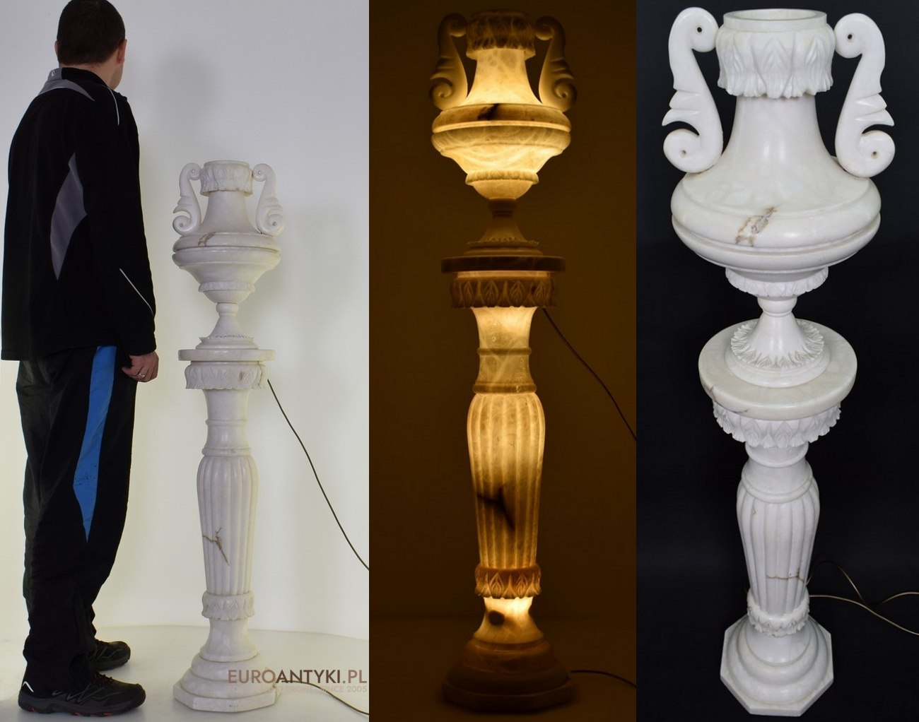 alabastrowe lampy stojące na podłodze